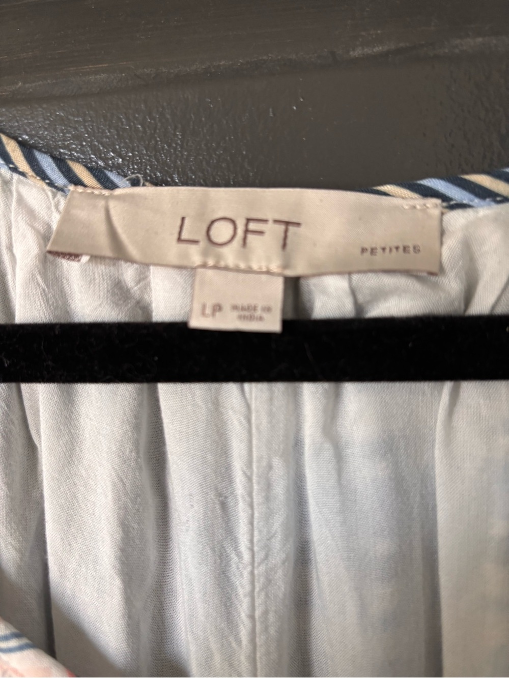LOFT Blue and White Patchwork Stripe Midi Dress - Picture 3 of 4